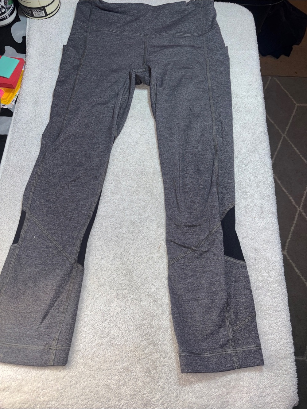 lululemon athletica Heather Gray Leggings with Black Side Panels